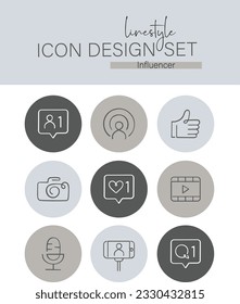 Linestyle Icon Design Set Influencer