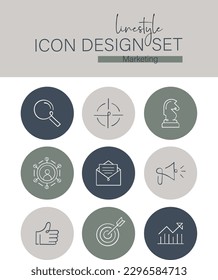 Linestyle Icon Design Set Marketing