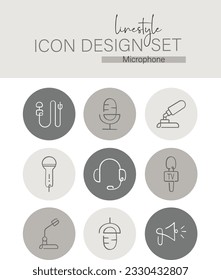 Linestyle Icon Design Set Microphone
