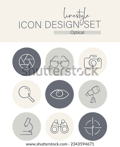 Linestyle Icon Design Set Optical