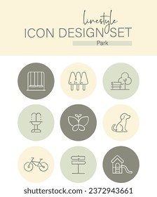 
Linestyle Icon Design Set Park