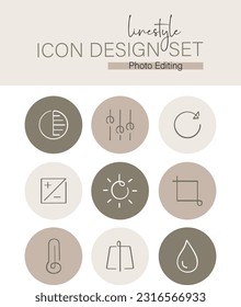 Linestyle Icon Design Set Photo Editing