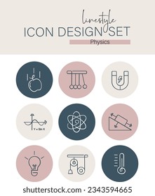 Linestyle Icon Design Set Physics