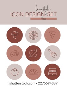 Linestyle Icon Design Set Pizza