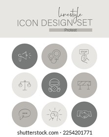 Linestyle Icon Design Set Protest