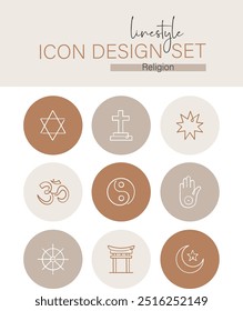 Linestyle Icon Design Set Religion 