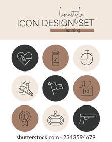 Diseño de iconos de estilo de línea en ejecución