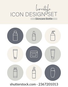 Linestyle Icon Design Set Skincare Bottle