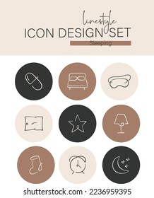 
Linestyle Icon Design Set Sleeping