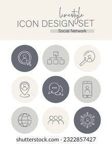 Linestyle Icon Design Set Social Network