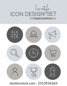 Linestyle Icon Design Set Target Audience
