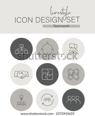 Linestyle Icon Design Set Teamwork