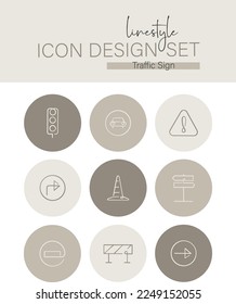 
Linestyle Icon Design Set Traffic Sign