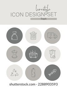 Trampa de conjunto de diseño de iconos de estilo de línea