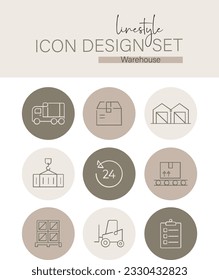 Linestyle Icon Design Set Warehouse