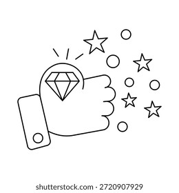 Icono de estilo de línea que representa tomar acción sobre el perfeccionismo, enfatizando el progreso, la ejecución, la agilidad y la mejora continua.