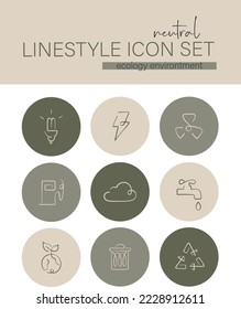 Linestyle Icon Set Ecology Environtment