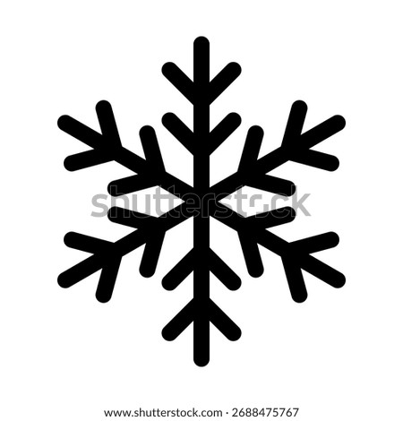 A line-style icon of a snow crystal, symbolizing winter and cold weather.
