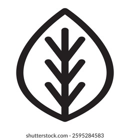 Line-style leaf icon with a clean and minimal design, symbolizing nature, growth, and sustainability. Ideal for eco-friendly, botanical, and environmental themes.