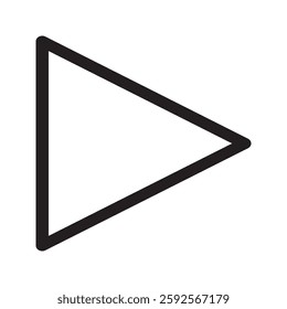 Line-style play triangle icon with a simple and modern design. Ideal for media, video, music, and digital interface elements.
