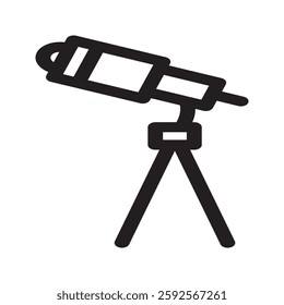 Line-style telescope icon with a sleek and modern design. Ideal for astronomy, space exploration, science, and observation-related content.