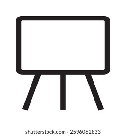 Line-style tripod whiteboard icon with a simple and functional design, symbolizing teaching, presentation, and brainstorming. Ideal for education, office, and business themes.