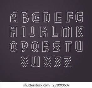 Line-style vector labyrinth alphabet