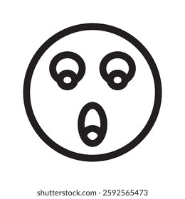 Line-style very shocked emoticon with wide eyes and an open mouth. Ideal for expressing surprise, amazement, or sudden reactions in digital communication.