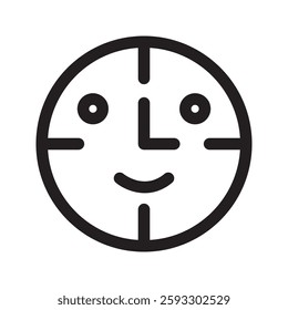 Line-style wall clock icon with a smiling face, featuring a friendly and cheerful design. Ideal for time management, positivity, and scheduling themes.