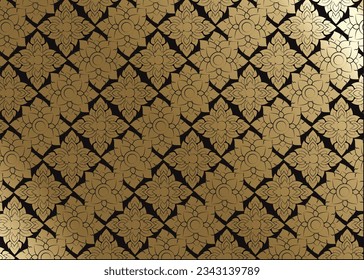 LineThai Vector Art. LineThai pattern. Golden Luxury Floral Background Vector Illustration. Tender design for gift wrappers, wallpaper, wrapping paper, Fabrice