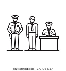 Lineup-Identifizierungsverfahren mit einem Verdächtigen und Detektiv eines Polizisten