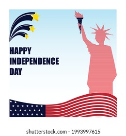 Linework of liberty statue makes more prominent to poster of independence day