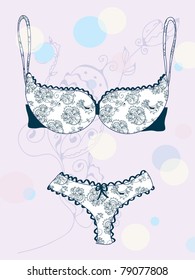 Lingerie card with floral pattern