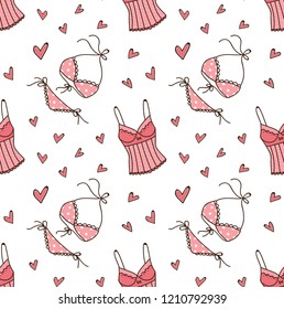 lingerie doodle seamless pattern