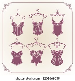 Lingerie Fashionable Female Lingerie Collection Stock Vector (Royalty ...