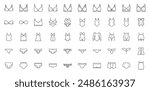 Lingerie line icon set. Bra, panties, chemise, swimwear, corset, maternity bra, bikini, corrective shapewear minimal vector illustrations. Simple outline signs for female underwear. Editable Stroke