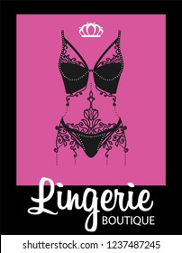 Lingerie luxury style vector tag background. Stylish design for underwear shop. Beautiful logo boutique element