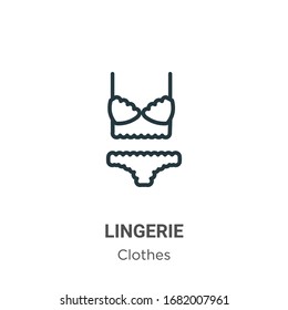 Lingerie outline vector icon. Thin line black lingerie icon, flat vector simple element illustration from editable clothes concept isolated stroke on white background