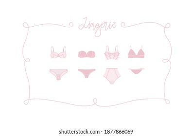 Lingerie Vector Collection Women Underwear Setpostcard Stock Vector Royalty Free