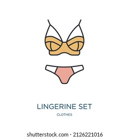 lingerine set icon from clothes collection. Thin outline lingerine set, fashion, feminine detailed offset lineal color icon isolated on white background. Line vector lingerine set sign, symbol for web