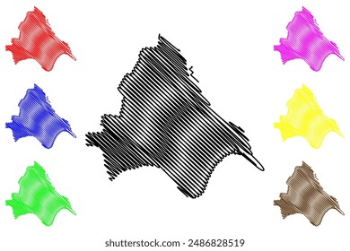 Lingewaard municipality (Kingdom of the Netherlands, Holland, Gelderland or Guelders province) map vector illustration, scribble sketch Lingewaard map