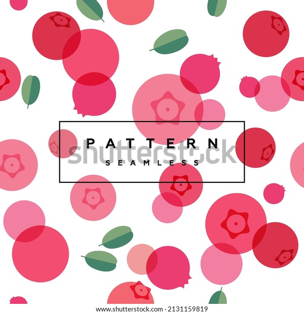 Lingonberry seamless pattern.\
Fruits and berries background. Transparent berries, fruits and\
frame with text is on separate layer. Label and packaging simple\
design