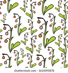 Lingonberry seamless pattern on white art design stoock vector illustration for web, for print, for fabric, for textile, for wallpaper, cover