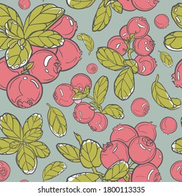 Lingonberry seamless pattern, ready to use