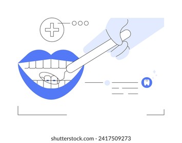 Lingual braces abstract concept vector illustration. Patient with lingual braces, orthodontics sector, dental health, oral health, brackets for adults, malocclusion treatment abstract metaphor.