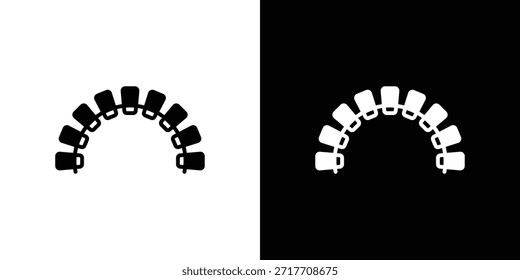 Icono de llaves linguales pictograma plano negro. Para gráficos y Diseño web.