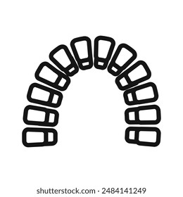 lingual braces icon black and white vector sign