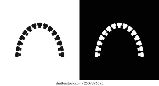 lingual braces icon Flat vector set outline