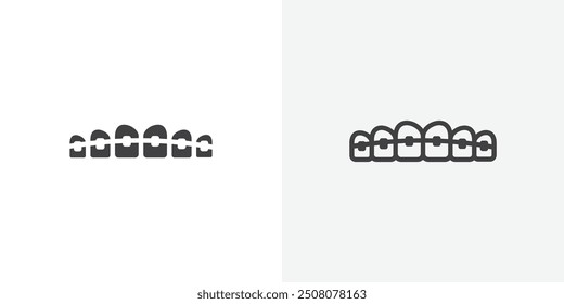 Lingual braces icon in solid and outlined style