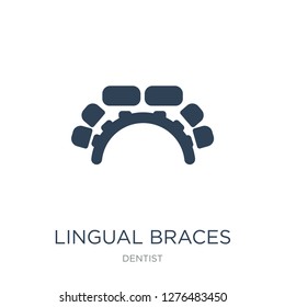 lingual braces icon vector on white background, lingual braces trendy filled icons from Dentist collection, lingual braces vector illustration